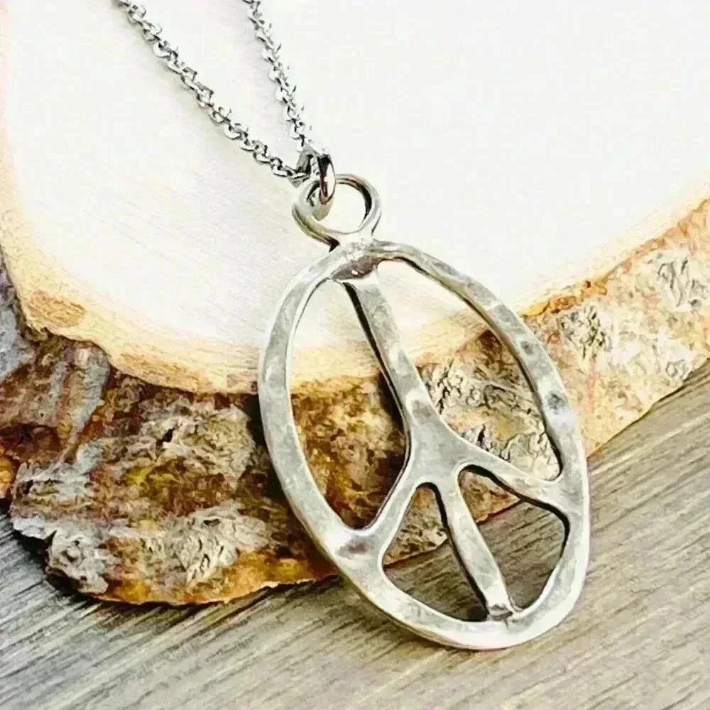 Peace sign necklace hippie accessories hippie jewelry for women stainles…